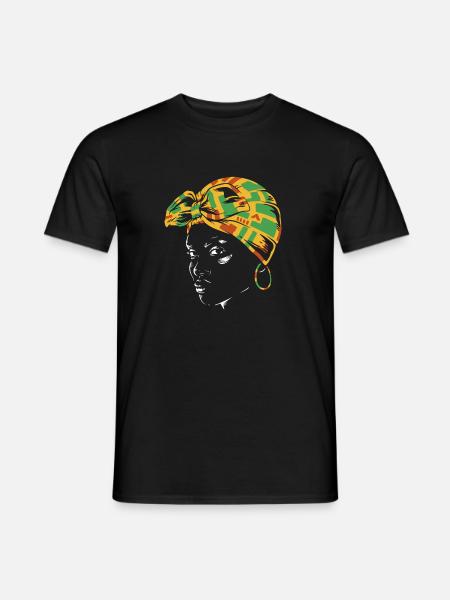 Portrait à la coiffe de Kente - T-shirt homme - noir