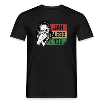 Jah Bless You Rastafari Grafik - Männer T-Shirt - Schwarz - Vorne - AI Model Male 178 light (178cm)