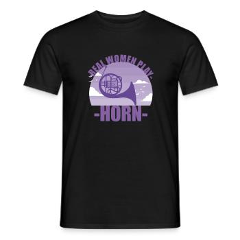 Horn Instrument Musikerin Mädchen Geschenk - Männer T-Shirt - Schwarz - Vorne - AI Model Male 178 light (178cm)