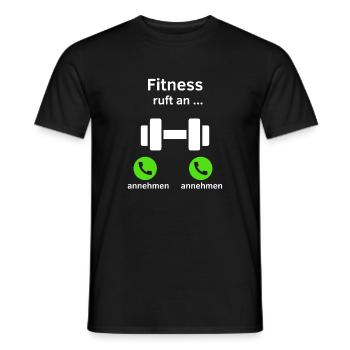 Fitness ruft an - annehmen oder annehmen? - Männer T-Shirt - Schwarz - Vorne - AI Model Male 178 light (178cm)