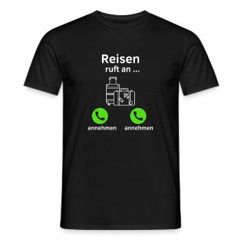 Reisen ruft an - annehmen oder annehmen? - Männer T-Shirt - Schwarz - Vorne - AI Model Male 178 light (178cm)