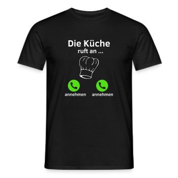 Die Küche ruft an - annehmen oder annehmen? - Männer T-Shirt - Schwarz - Vorne - AI Model Male 178 light (178cm)
