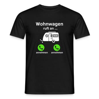 Wohnwagen ruft an - annehmen oder annehmen? - Männer T-Shirt - Schwarz - Vorne - AI Model Male 178 light (178cm)