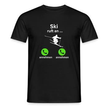 Ski ruft an - annehmen oder annehmen? - Männer T-Shirt - Schwarz - Vorne - AI Model Male 178 light (178cm)