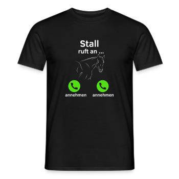 Stall ruft an - annehmen oder annehmen? - Männer T-Shirt - Schwarz - Vorne - AI Model Male 178 light (178cm)