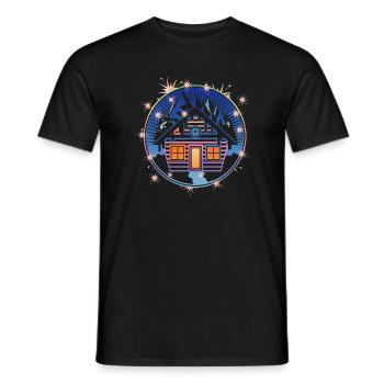 kleine verschneite Hütte in den Bergen im Winter - Männer T-Shirt - Schwarz - Vorne - AI Model Male 178 light (178cm)