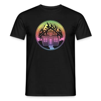 kleine verschneite Hütte in den Bergen im Winter - Männer T-Shirt - Schwarz - Vorne - AI Model Male 178 light (178cm)