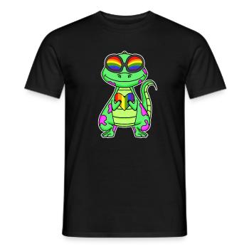 LGBT Animal Dinosaur Rainbow Heart - Men's T-Shirt - black - Front - AI Model Male 178 light (178cm)