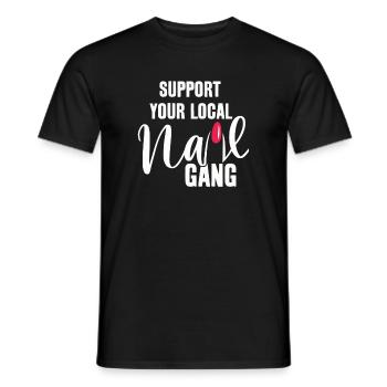 Soutenez votre Nail Gang Nail Tech local - T-shirt homme - noir - Devant - AI Model Male 178 light (178cm)