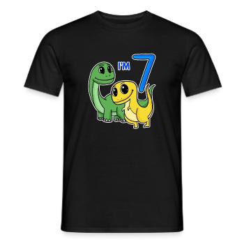 7. Geburtstag Junge Dino Motiv - Männer T-Shirt - Schwarz - Vorne - AI Model Male 178 light (178cm)