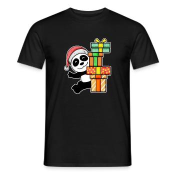 Joyeux Panda de Noël avec des cadeaux - T-shirt homme - noir - Devant - AI Model Male 178 light (178cm)