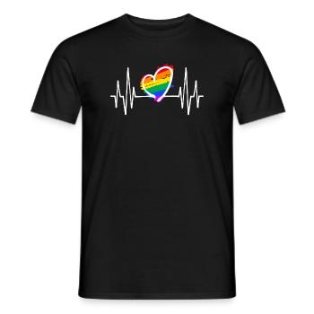 Coeur Lgbt Arc-en-ciel Relation Gay Sexualité - T-shirt homme - noir - Devant - AI Model Male 178 light (178cm)