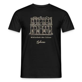 Ephesos, Türkei, Bibliothek des Celsus - Männer T-Shirt - Schwarz - Vorne - AI Model Male 178 light (178cm)