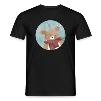 zuckersüßer goldiger Bär im Winter wenn es schneit - Männer T-Shirt - Schwarz - Vorne - AI Model Male 178 light (178cm)