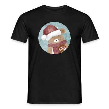 goldiger Bär für Weihnachten mit Weihnachtsmütze - Männer T-Shirt - Schwarz - Vorne - AI Model Male 178 light (178cm)