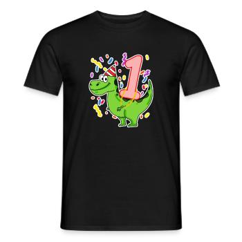 1 year old - 1 birthday with animal motif - Men's T-Shirt - black - Front - AI Model Male 178 light (178cm)