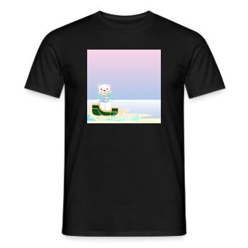 Winter Hintergrund - Eisbär am Meer - SCHLITTEN - Männer T-Shirt - Schwarz - Vorne - AI Model Male 178 light (178cm)