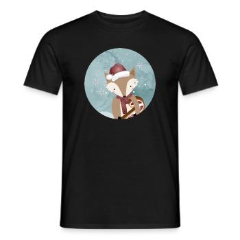 renard doré pour Noël avec canne à sucre - T-shirt homme - noir - Devant - AI Model Male 178 light (178cm)