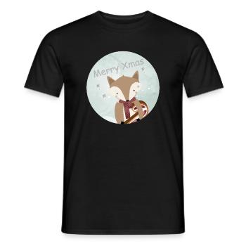 renard doré pour Noël avec canne à sucre - T-shirt homme - noir - Devant - AI Model Male 178 light (178cm)
