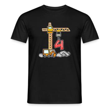 4. Geburtstag 4 Jahre Kran Baustelle Bagger Junge - Männer T-Shirt - Schwarz - Vorne - AI Model Male 178 light (178cm)