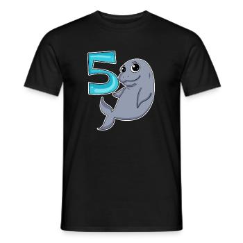 5 Jahre alt - 5. Geburtstag mit Tier Motiv - Männer T-Shirt - Schwarz - Vorne - AI Model Male 178 light (178cm)