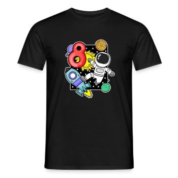 8e anniversaire - 8 ans Jeune astronaute - T-shirt homme - noir - Devant - AI Model Male 178 light (178cm)
