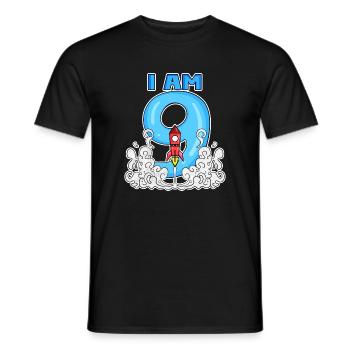 9e anniversaire - 9 ans Jeune astronaute de fusée - T-shirt homme - noir - Devant - AI Model Male 178 light (178cm)