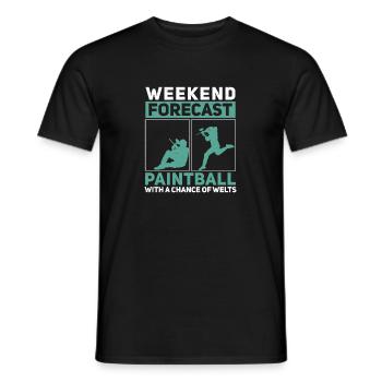 Weekend Forecast Funny Paintball Game Humor For - Men's T-Shirt - black - Front - AI Model Male 178 light (178cm)