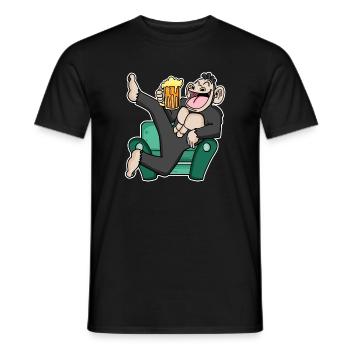 Funny monkey drinks beer - Men's T-Shirt - black - Front - AI Model Male 178 light (178cm)