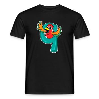 9 years old - 9th birthday with animal motif - Men's T-Shirt - black - Front - AI Model Male 178 light (178cm)