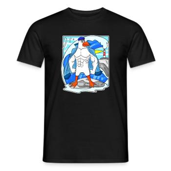 Muscles Seagull Sea North Sea Cadeau - T-shirt homme - noir - Devant - AI Model Male 178 light (178cm)