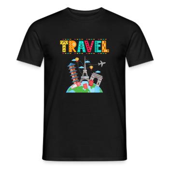 Voyage - Idée cadeau pour les amoureux des voyages - T-shirt homme - noir - Devant - AI Model Male 178 light (178cm)