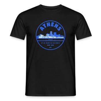 Timbre de la Skyline d’Athènes - T-shirt homme - noir - Devant - AI Model Male 178 light (178cm)