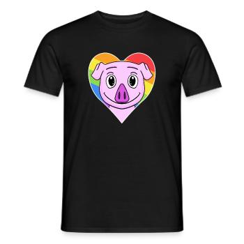 Cochon animal gay au cœur arc-en-ciel - T-shirt homme - noir - Devant - AI Model Male 178 light (178cm)