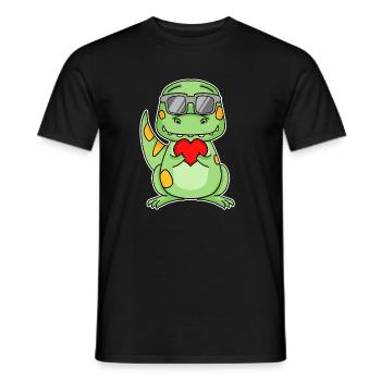 Dinosaurs with Heart - Love Romantic - Men's T-Shirt - black - Front - AI Model Male 178 light (178cm)