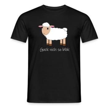 "Guck nich so blök" Glubschaugen Schaf - Männer T-Shirt - Schwarz - Vorne - AI Model Male 178 light (178cm)