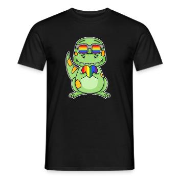 Gay Rainbow Heart Dinosaurs - Men's T-Shirt - black - Front - AI Model Male 178 light (178cm)