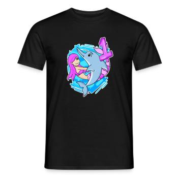 Fille de 1 an - Inscription à l’école Mermaid - T-shirt homme - noir - Devant - AI Model Male 178 light (178cm)
