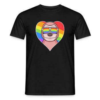 Animal gay paresseux Cœur arc-en-ciel - T-shirt homme - noir - Devant - AI Model Male 178 light (178cm)