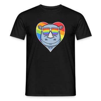 Gay Regenbogen Herz Tier Nashorn - Männer T-Shirt - Schwarz - Vorne - AI Model Male 178 light (178cm)