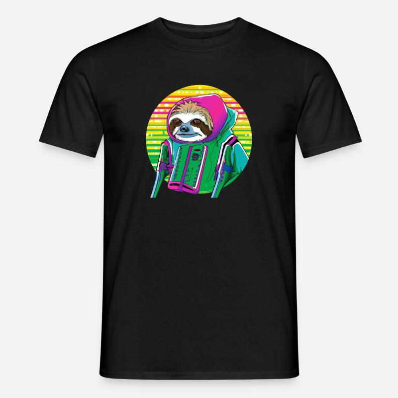 Cyber Punk Sloth - Ukiyo-e Stil. - Männer T-Shirt - Schwarz