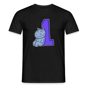 1 an - Inscription - Motif hippopotame - Gagner - T-shirt homme - noir - Devant - AI Model Male 178 light (178cm)
