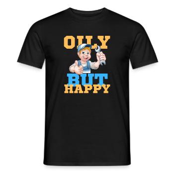Oily but Happy Mechanic - Männer T-Shirt - Schwarz - Vorne - AI Model Male 178 light (178cm)