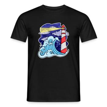Lighthouse Coast Sea Sea - Men's T-Shirt - black - Front - AI Model Male 178 light (178cm)