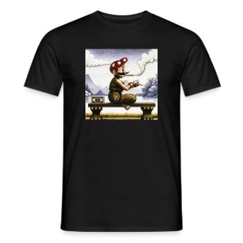 Ukiyo-e Gemälde eines rauchenden Mannes. - Männer T-Shirt - Schwarz - Vorne - AI Model Male 178 light (178cm)