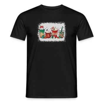 Christmas coffee cup bleached - Men's T-Shirt - black - Front - AI Model Male 178 light (178cm)
