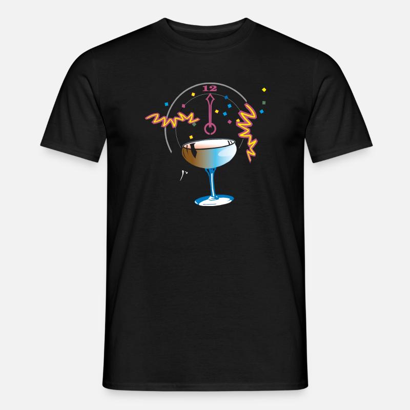 Neujahr Anstossen Konfetti - Männer T-Shirt - Schwarz