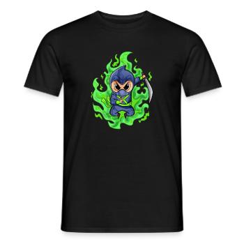 Fire Green Ninja Fighter Motif - Men's T-Shirt - black - Front - AI Model Male 178 light (178cm)