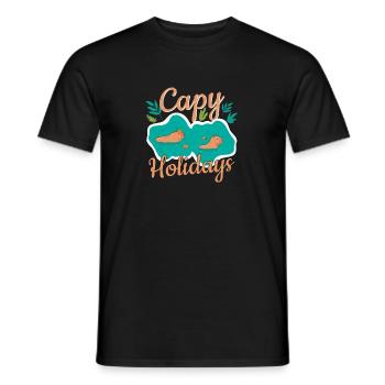 Happy Holidays Jeu de mots amusants Capybara pour - T-shirt homme - noir - Devant - AI Model Male 178 light (178cm)