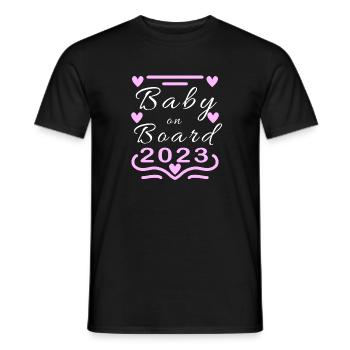 Bébé 2023 - Naissance Enceinte 2023 Grossesse - T-shirt homme - noir - Devant - AI Model Male 178 light (178cm)